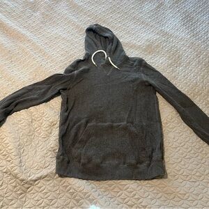 Gray American Eagle Hooded Thermal Long Sleeve Shirt